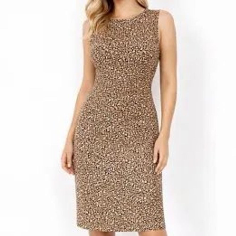 J.Crew Leopard Print Sheath Dress Animal โ Print Sleeveless Sz 4 Workwear Office